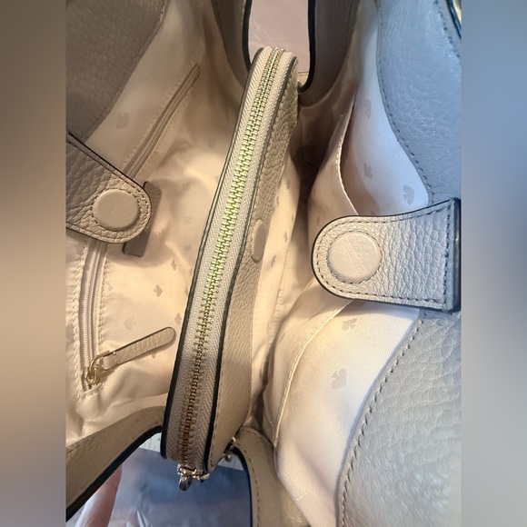 Kate Spade Jackson Medium Triple Compartment Satchel Gray Optic White Black - Picture 6 of 12